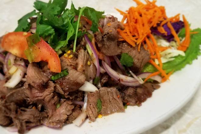 Order Yummy Beef Salad food online from Indra Restaurant store, Glendale on bringmethat.com
