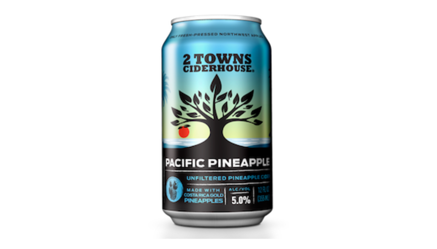 Order 2 Towns Ciderhouse Pacific Pineapple 6x 12oz Cans food online from Spikes Bottle Shop store, Chico on bringmethat.com