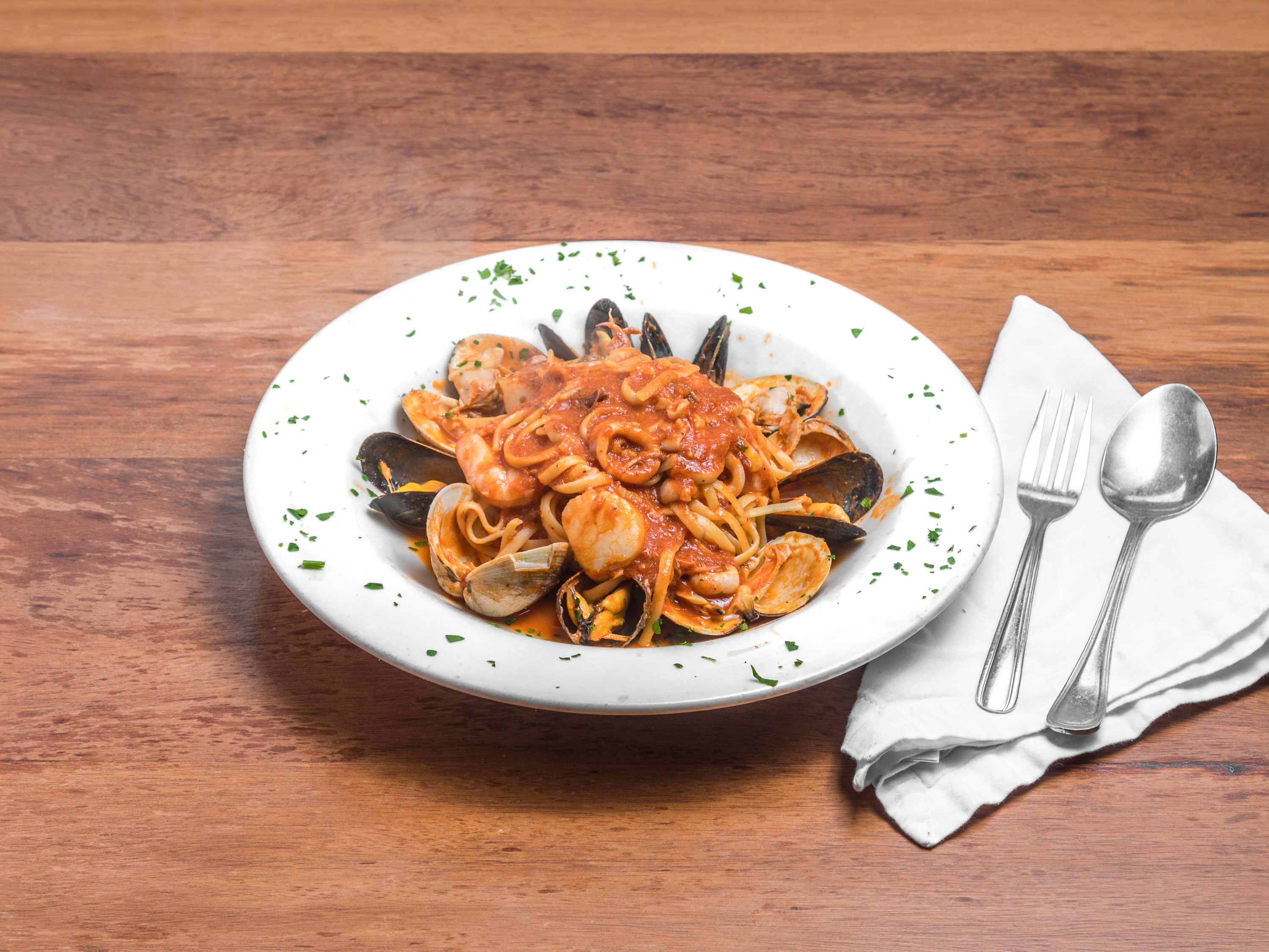 Order Frutti di Mare Linguine food online from Giacomos North End store, Boston on bringmethat.com