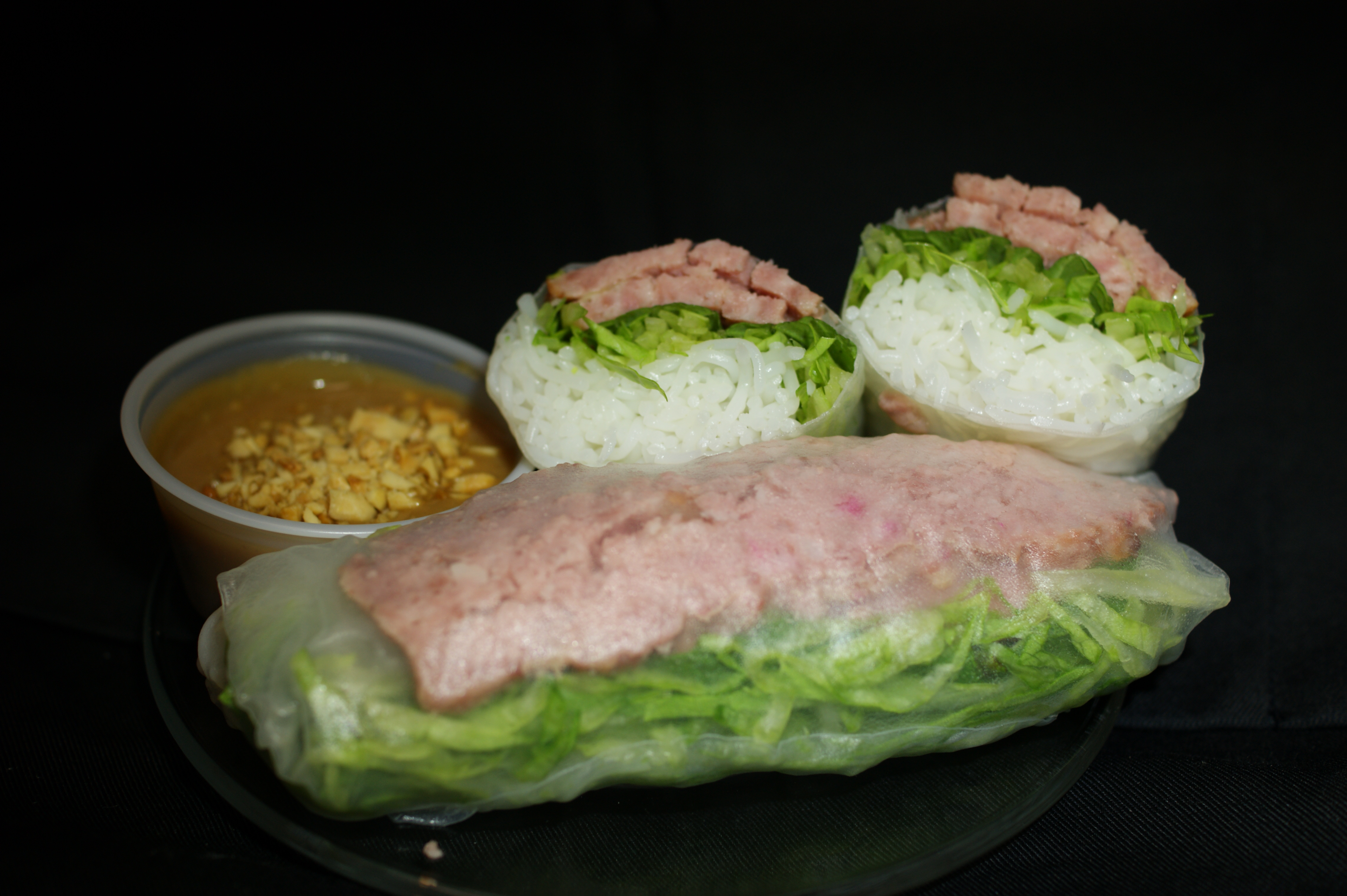 Order SD2. BBQ Pork Patty Summer Rolls food online from Saigon Subs & Cafe store, Morristown on bringmethat.com