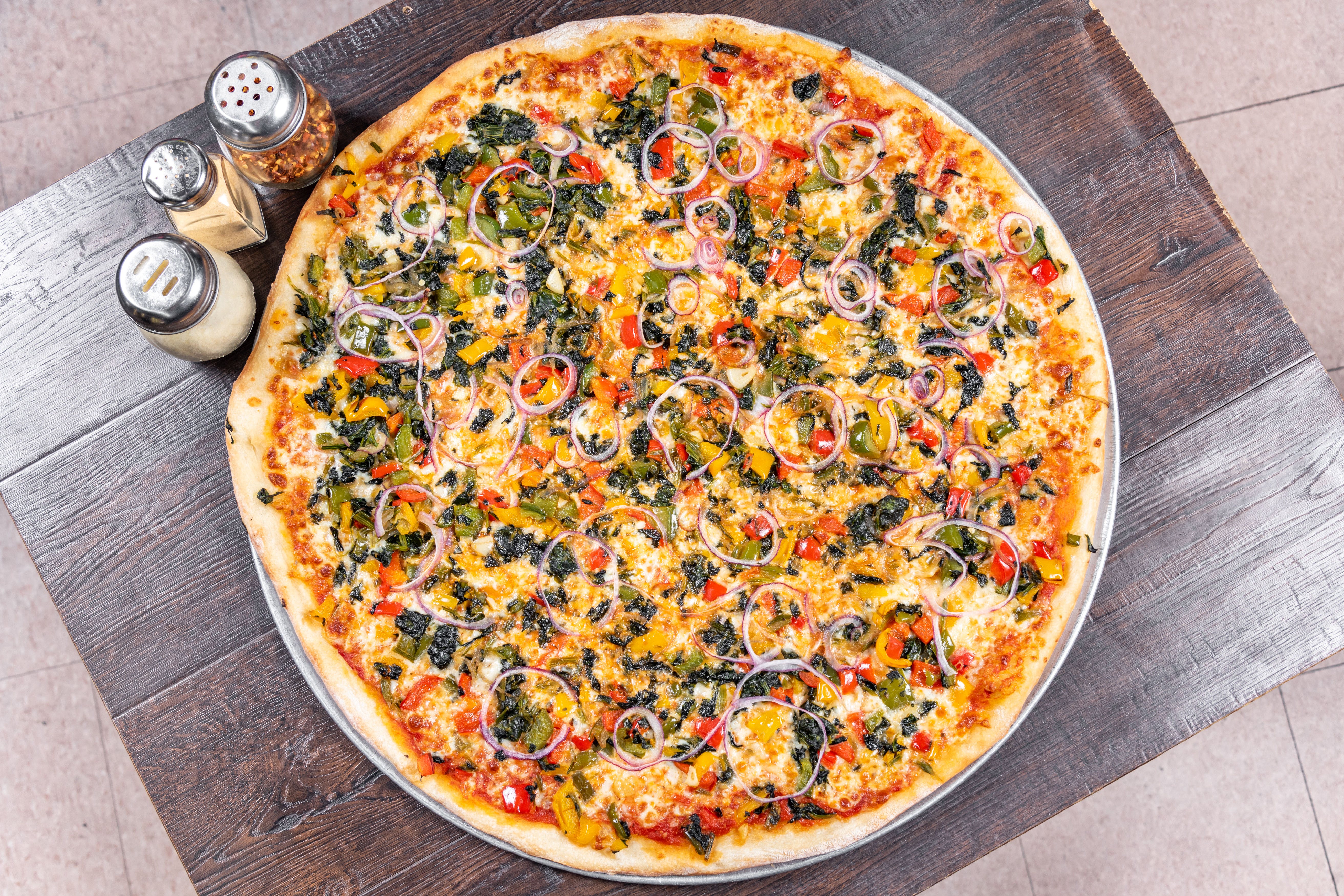 Order Vegetarian Pizza - 18'' food online from Krispy Krunchy Chicken & Pizzeria store, Flushing on bringmethat.com