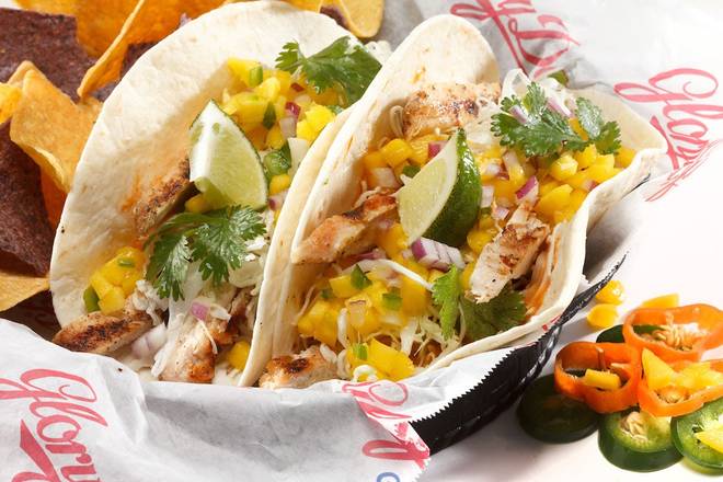 Order GRILLED CHICKEN SOFT TACOS food online from Glory Days Grill store, Providence on bringmethat.com