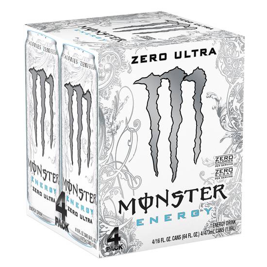 Order Monster Zero Ultra Energy Drink, 16 OZ Cans, 4 PK food online from CVS store, FITZGERALD on bringmethat.com