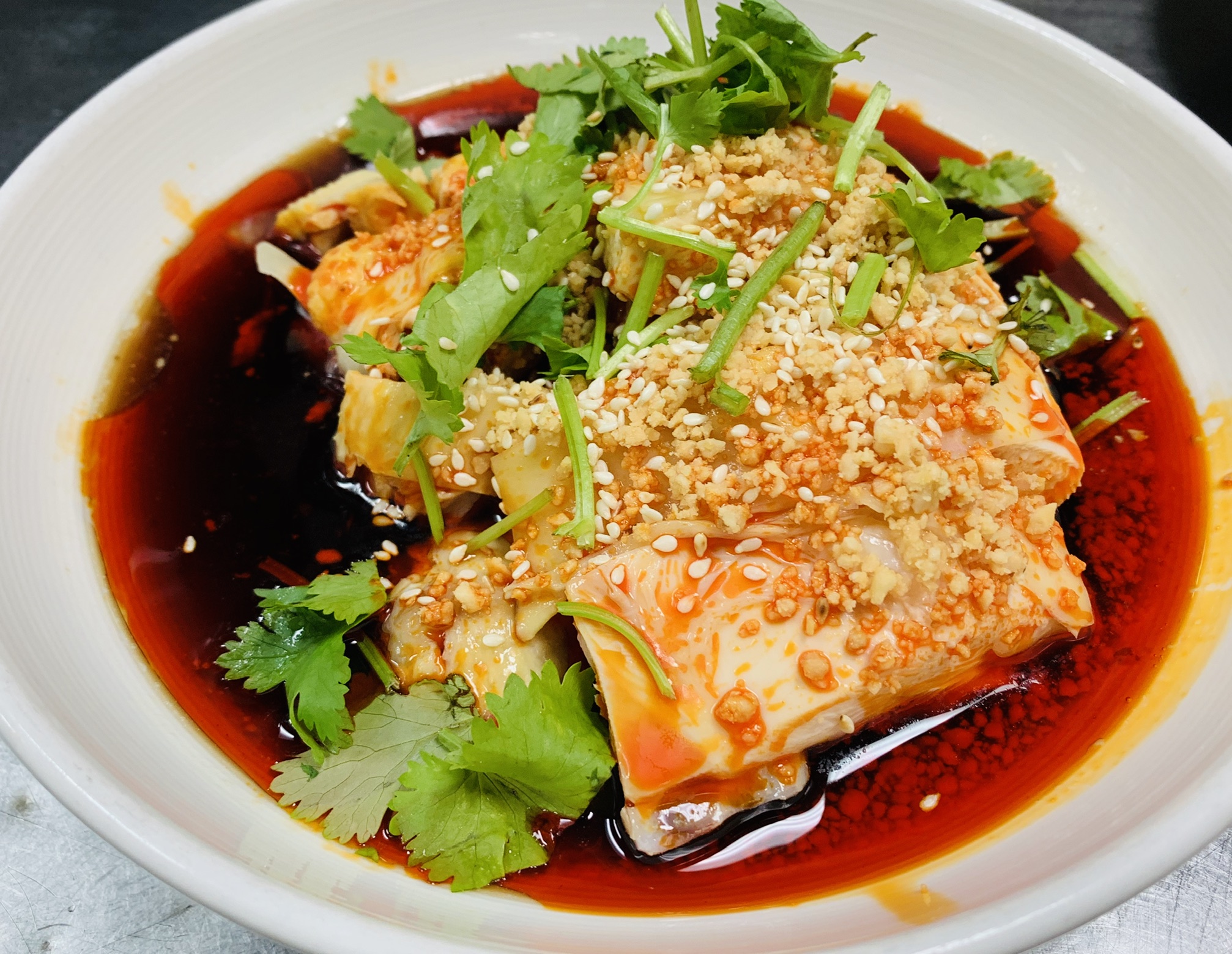 Order Chilled Chicken Marinated in Sichuan Chili Oil food online from The Bund store, Forest Hills on bringmethat.com