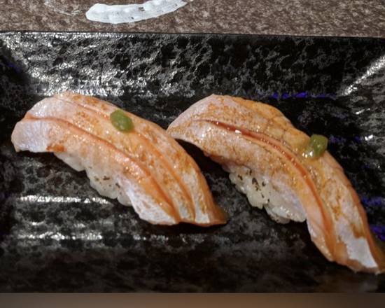 Order King Salmon Toro 2 pcs food online from Ryoshin Sushi store, Belmont on bringmethat.com