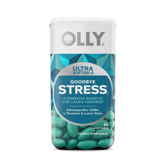Order OLLY Goodbye Stress Softgels Ashwagandha,GABA, L-theanine and Lemon Balm (30 ct) food online from Rite Aid store, Palm Desert on bringmethat.com