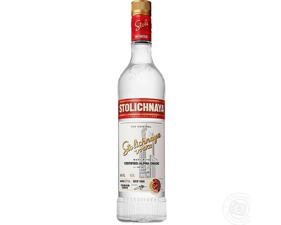 Order Stolichnaya, 750mL vodka (40.0% ABV) food online from House Of Wine store, New Rochelle on bringmethat.com