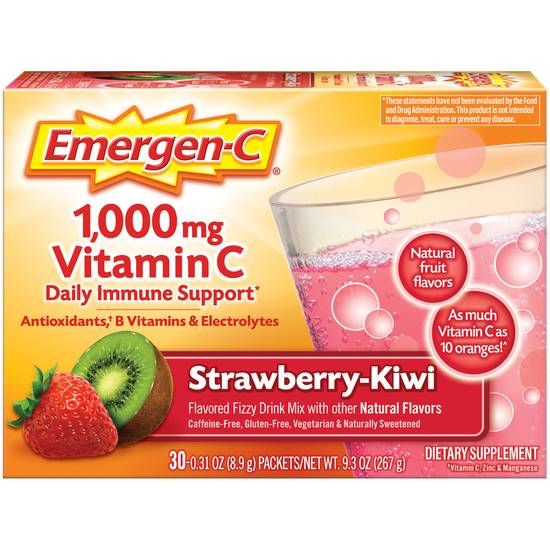 Order Emergen-C Daily Immune Support Fizzy Drink Mix 1000 mg Vitamin C Strawberry-Kiwi (30 ct) food online from Rite Aid store, Palm Desert on bringmethat.com