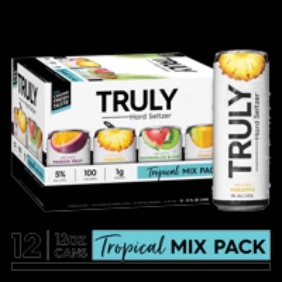 Order Truly 12 pack Cans Tropical Mix 12oz. food online from Round Up Liquor & Grocery store, Wildomar on bringmethat.com
