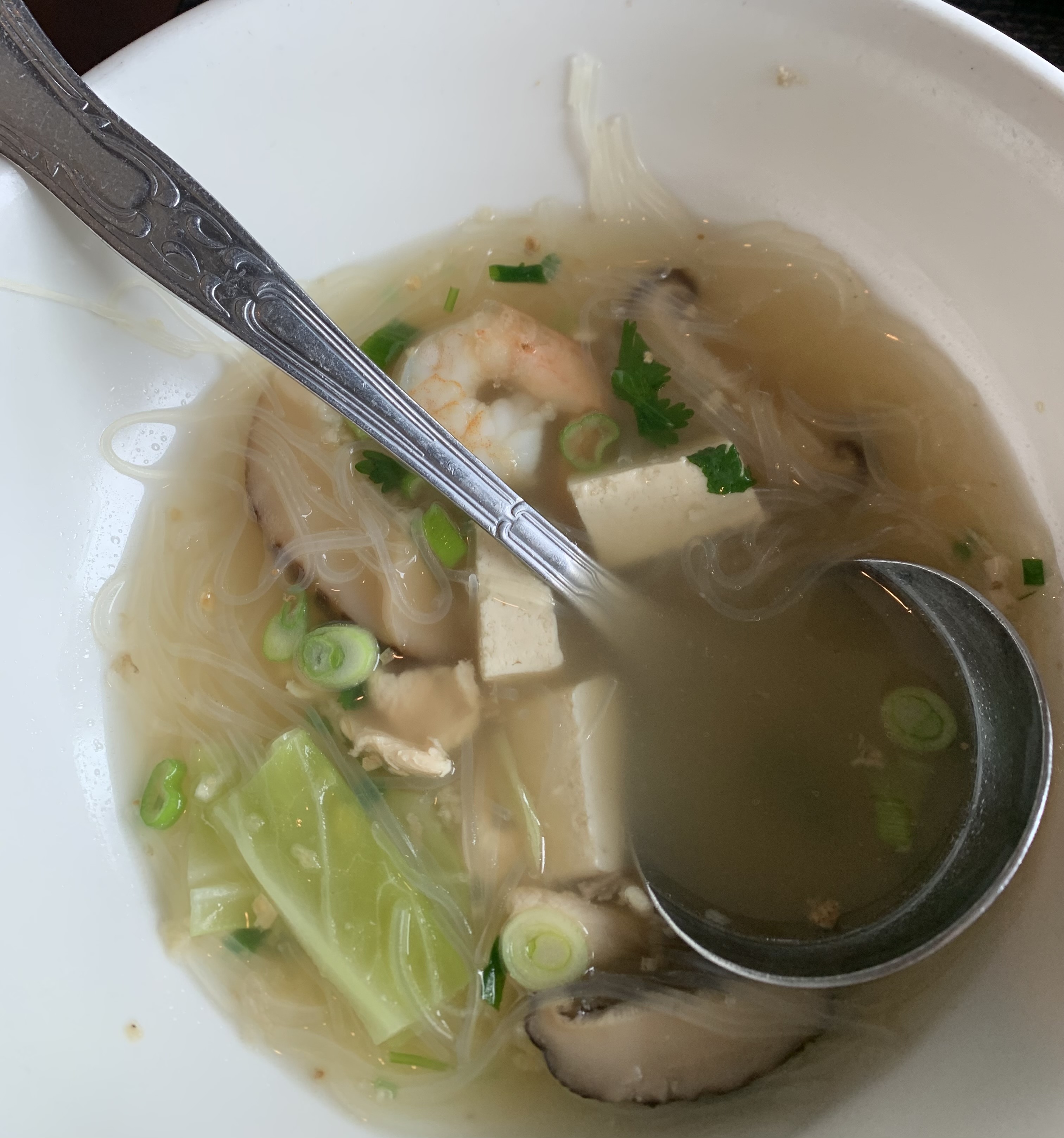 Order Non Spicy Clear Soup ซุปใสไม่เผ็ด food online from Patpong Thai Cuisine store, San Francisco on bringmethat.com
