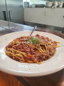 Order Spaghetti & Meat Sauce food online from Ny Pizza Pasta store, Bedford on bringmethat.com