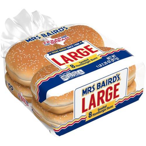 Order Mrs Baird's · Large Seeded Hamburger Buns (8 buns) food online from United Supermarkets store, Plainview on bringmethat.com