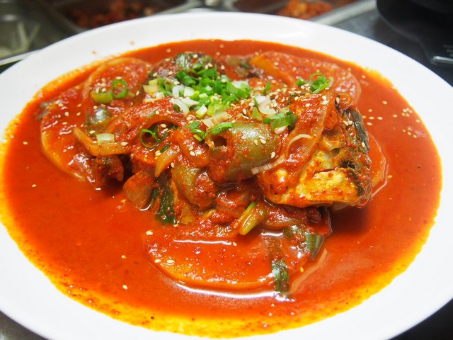 Order J-35B. Braised Fish-Mackerel (고등어조림/炖青花鱼) food online from Restaurant Namsan store, Los Angeles on bringmethat.com