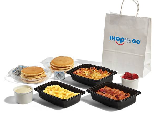 Order Pancake Creations Family Feast with Bacon food online from Ihop store, Norridge on bringmethat.com