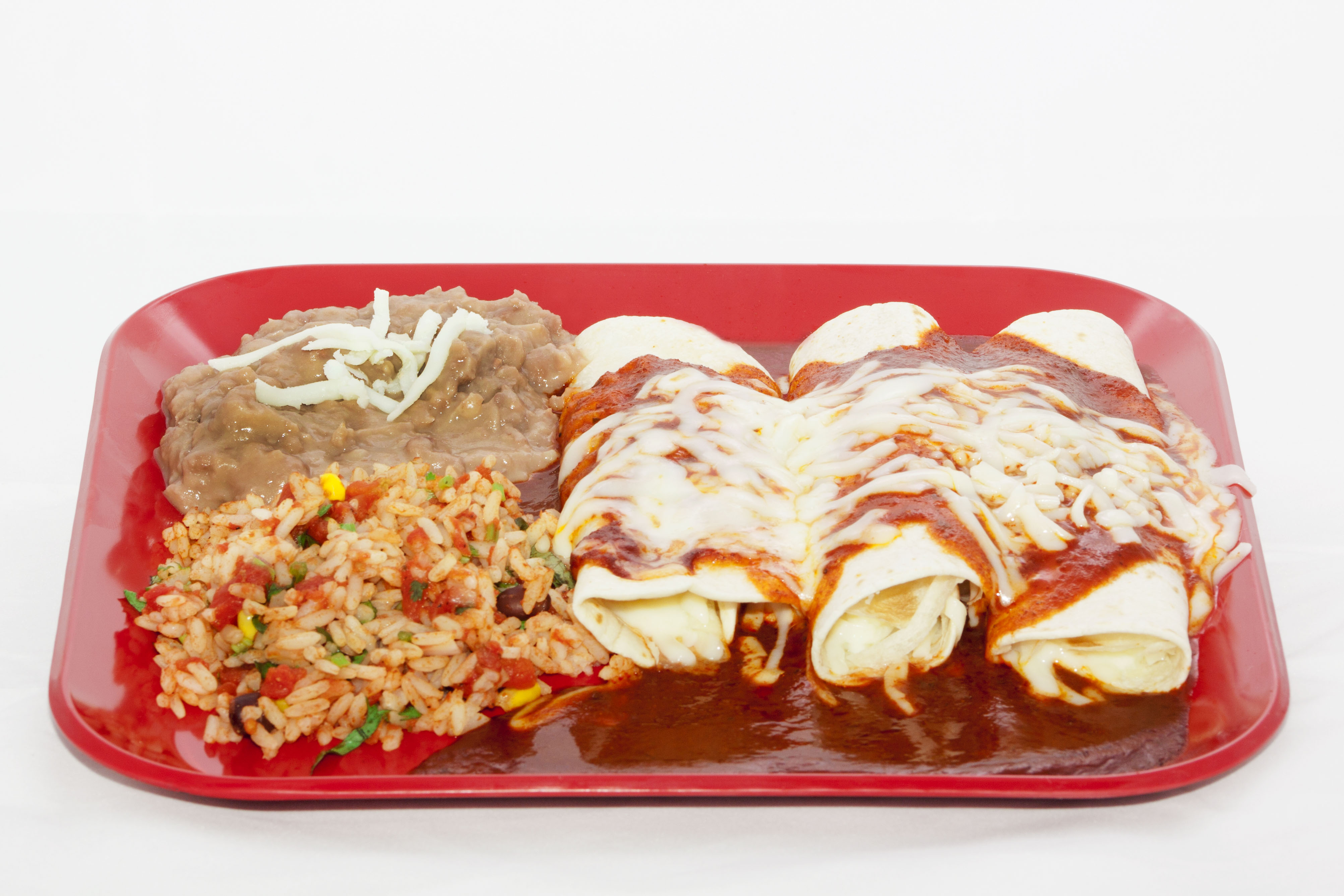 Order Enchilada Rojas Dinner food online from North of The Border Mexican Restaurant store, Bartlett on bringmethat.com