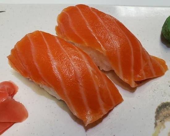 Order Salmon Nigiri Sushi (2 pcs) food online from Inari Sushi store, Rockville on bringmethat.com
