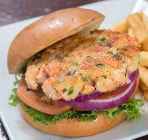 Order Spicy Salmon Burger-A la Carte food online from Captain Kidds Fish Market & Restaurant store, Redondo Beach on bringmethat.com