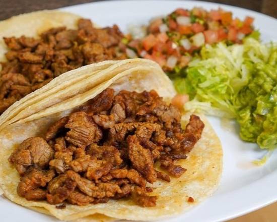 Order Two Asada Tacos Plate food online from Chile Verde store, Hawthorne on bringmethat.com
