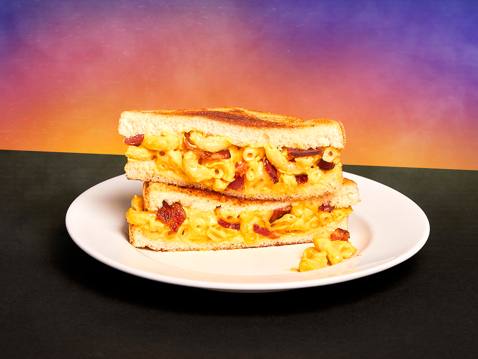 Order Bacon Mac and Cheese Melt Sandwich food online from The Mac Scientist store, San Diego on bringmethat.com
