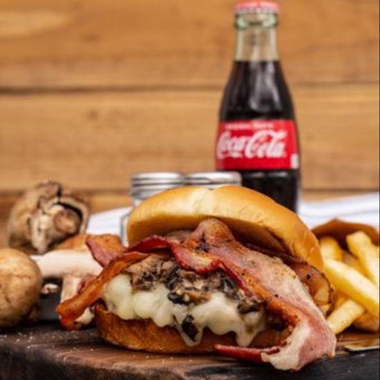 Order Mushroom Burger food online from Cheesy B's store, Dallas on bringmethat.com