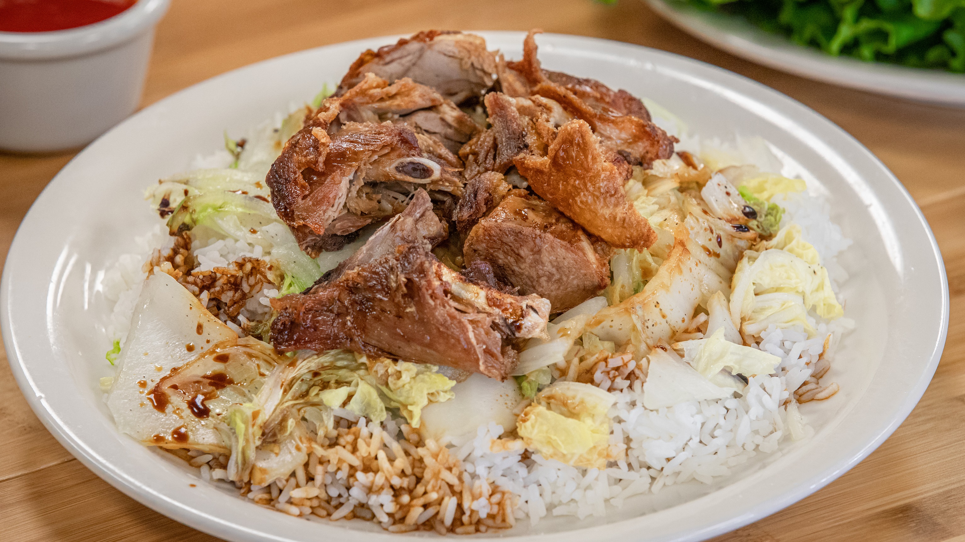 Order 47. Roast Duck Over Rice food online from Pho Cafe Hong Kong Diner store, Reno on bringmethat.com