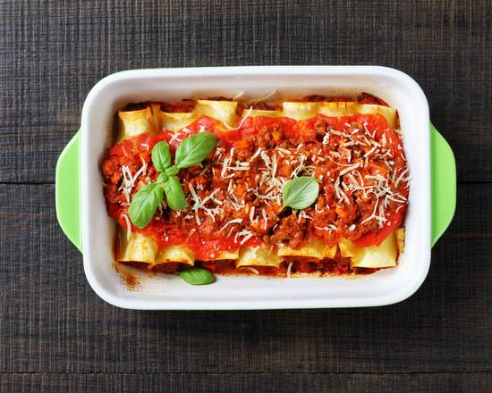 Order Baked Manicotti food online from The Pasta Brothers store, Rancho Palos Verdes on bringmethat.com