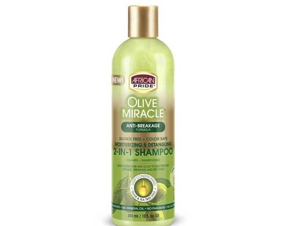Order African Pride Olive Miracle Moisturizing & Detangling 2 in 1 Shampoo 12 fl oz food online from iDa Beauty Supply Store store, Middletown on bringmethat.com