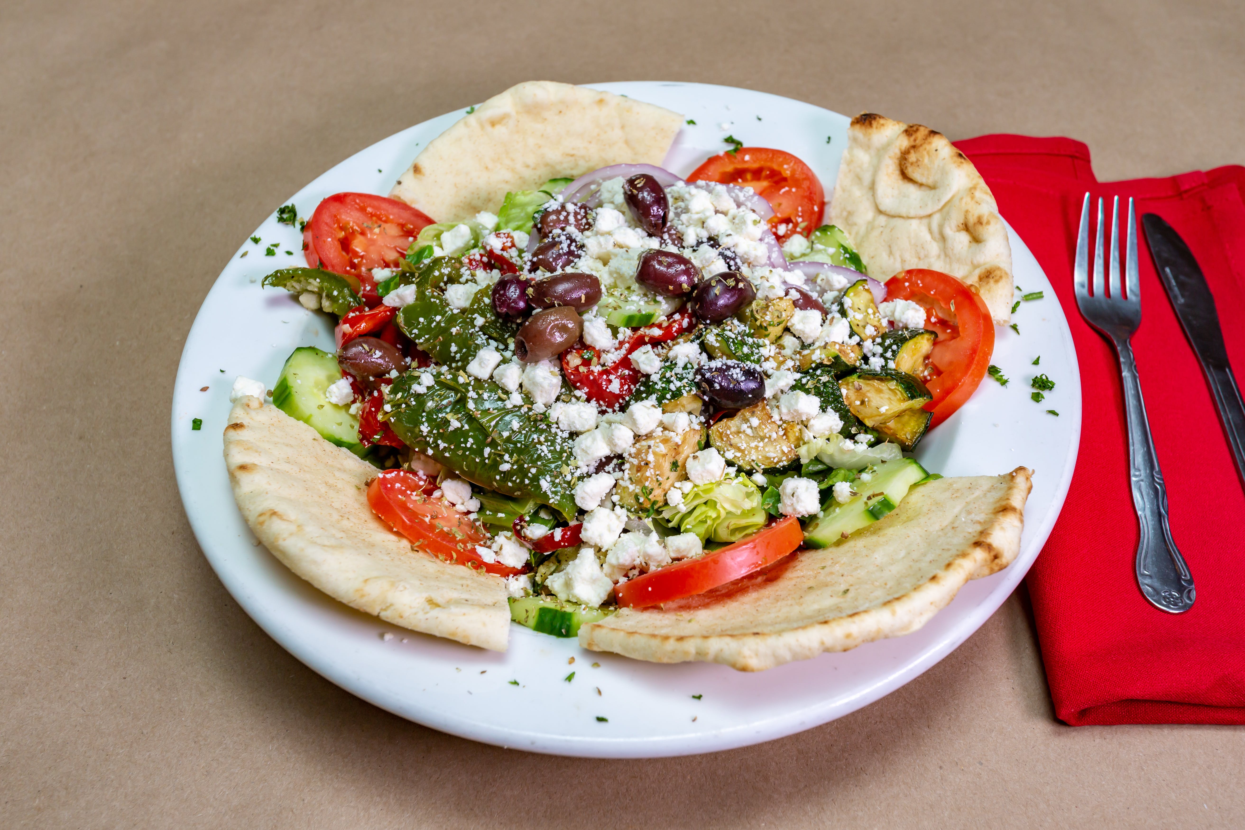 Order Greek Salad - Salad food online from Lorenzo Pizza Kitchen store, Lehighton on bringmethat.com