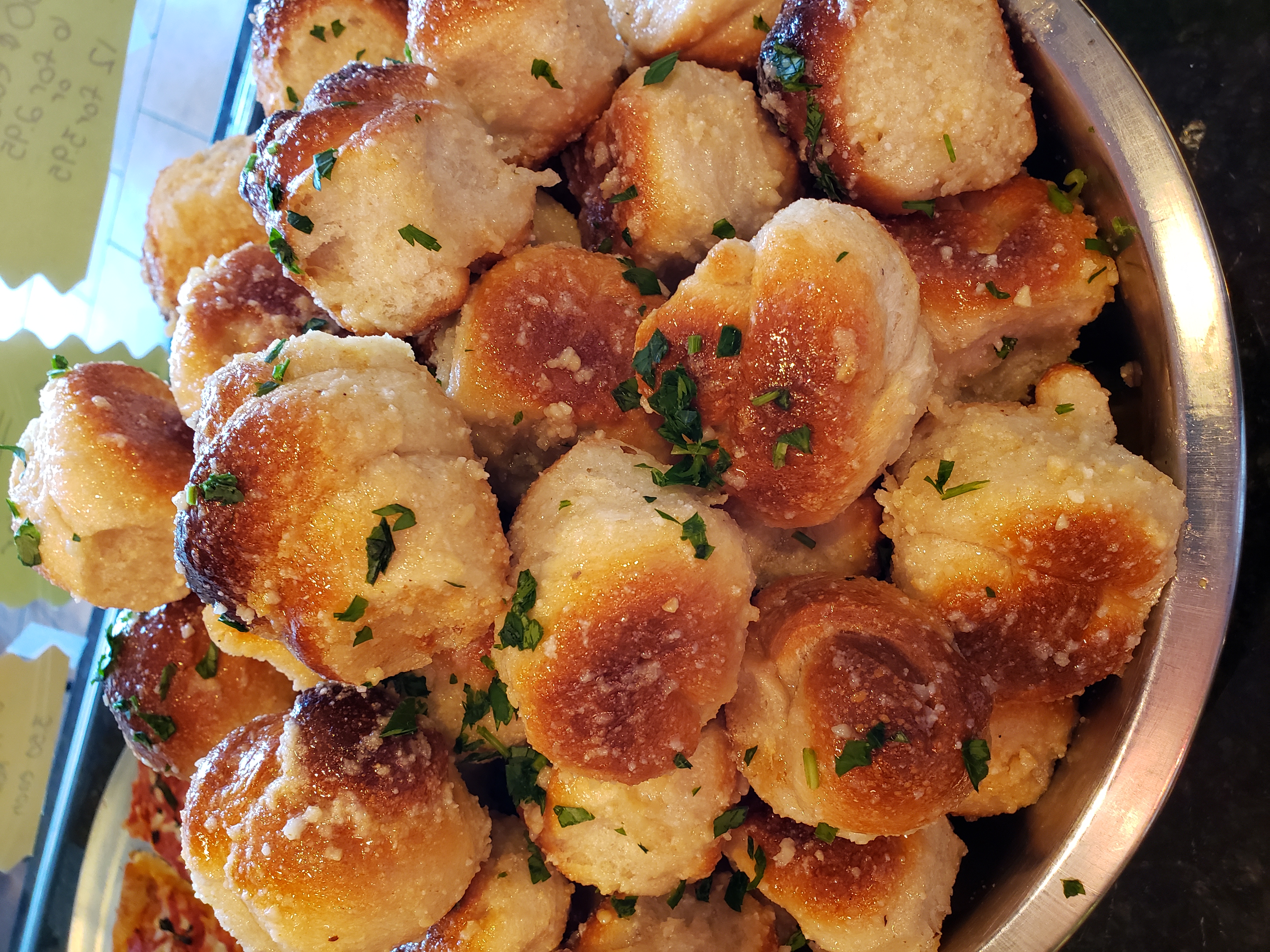 Order Garlic Knots with Sauce food online from Big Joe Pizzeria store, East Meadow on bringmethat.com