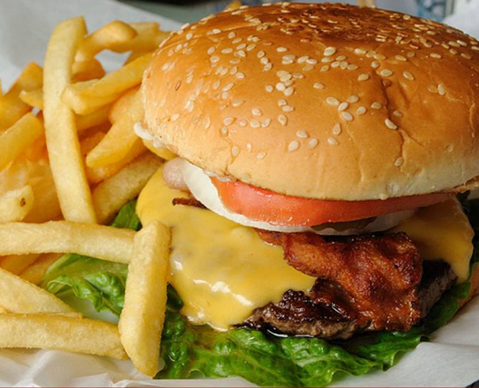 Order Angus Bacon Cheese Burger food online from Bravo Pizza store, Los Angeles on bringmethat.com
