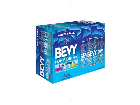 Order Bevy Long Drink Hard Sparkling Variety Pack Refresher, Cocktail Inspired - 12x 12oz Cans food online from Adam Liquor And Bottle Shop store, Redondo Beach on bringmethat.com