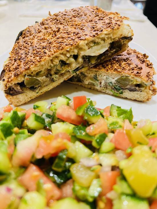 Order Sabich Panini  food online from Sunflower Cafe store, Lawrence on bringmethat.com