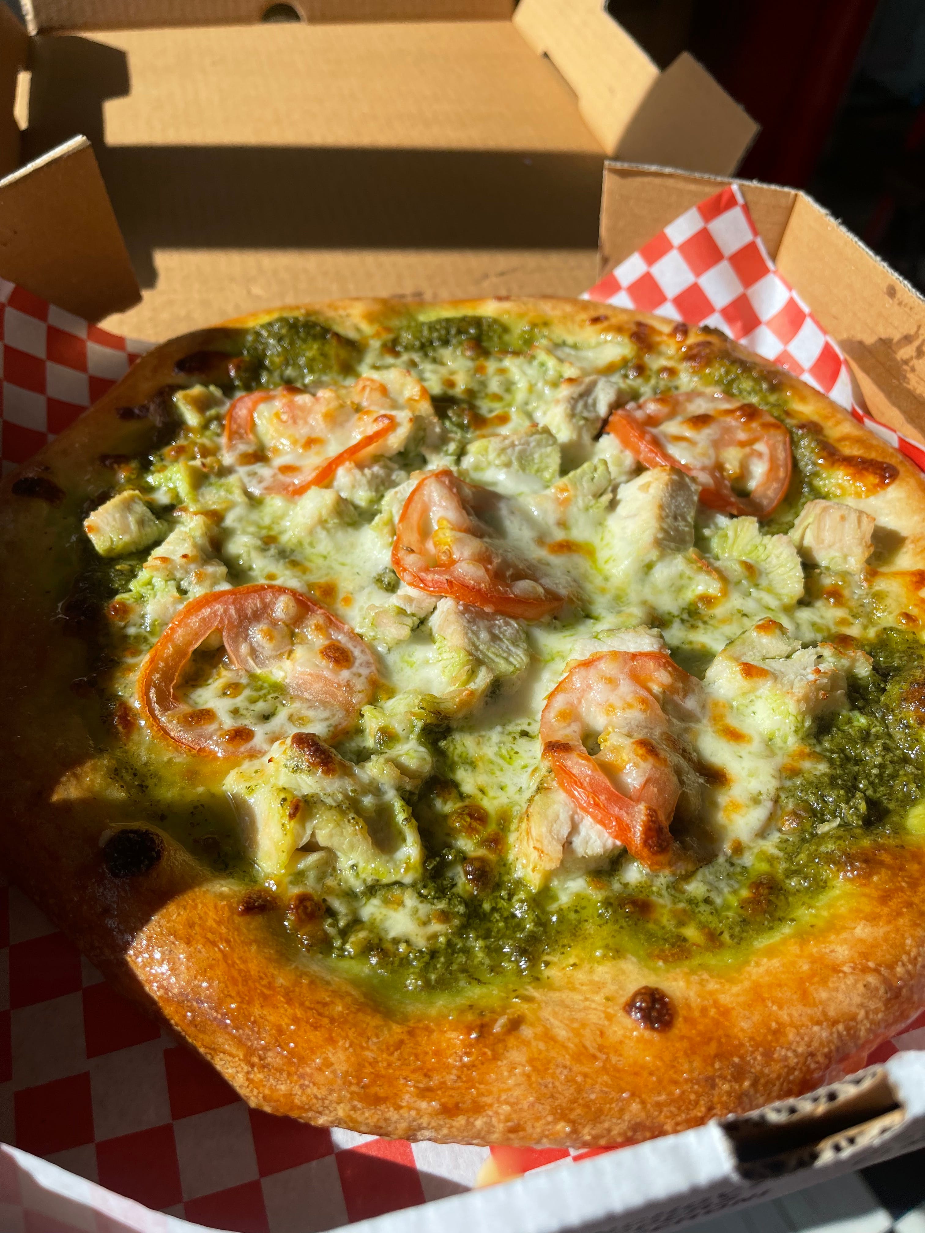 Order #9 Chicken Pesto Pizza - Small 8'' food online from Pizza Nation store, Las Vegas on bringmethat.com