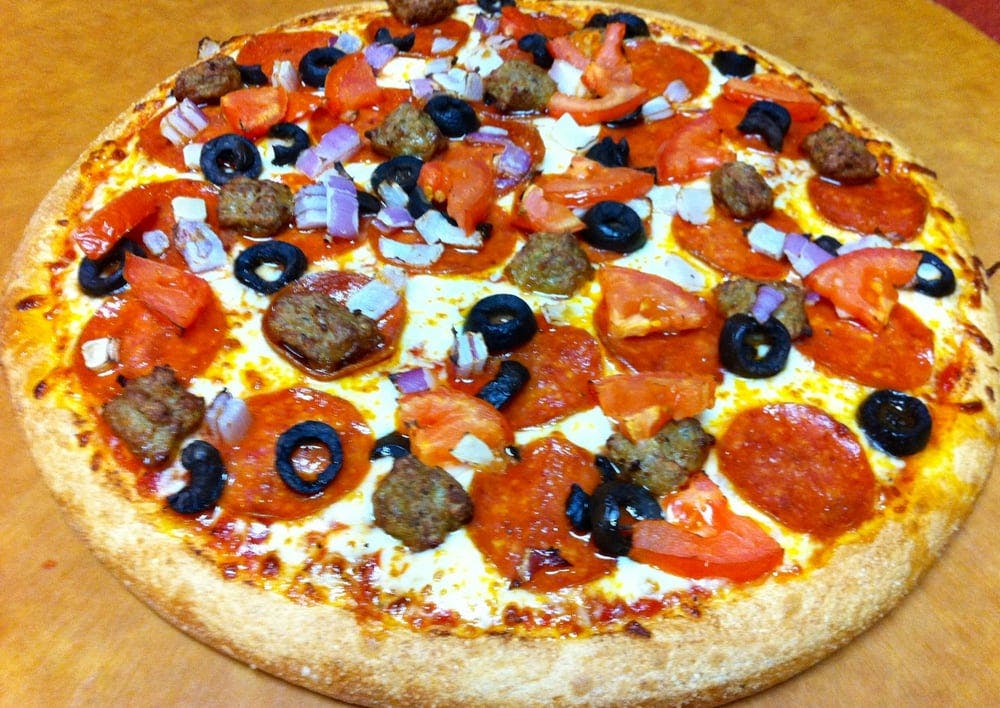 Order House Special Pizza - Medium food online from Pizza Palace store, Burien on bringmethat.com