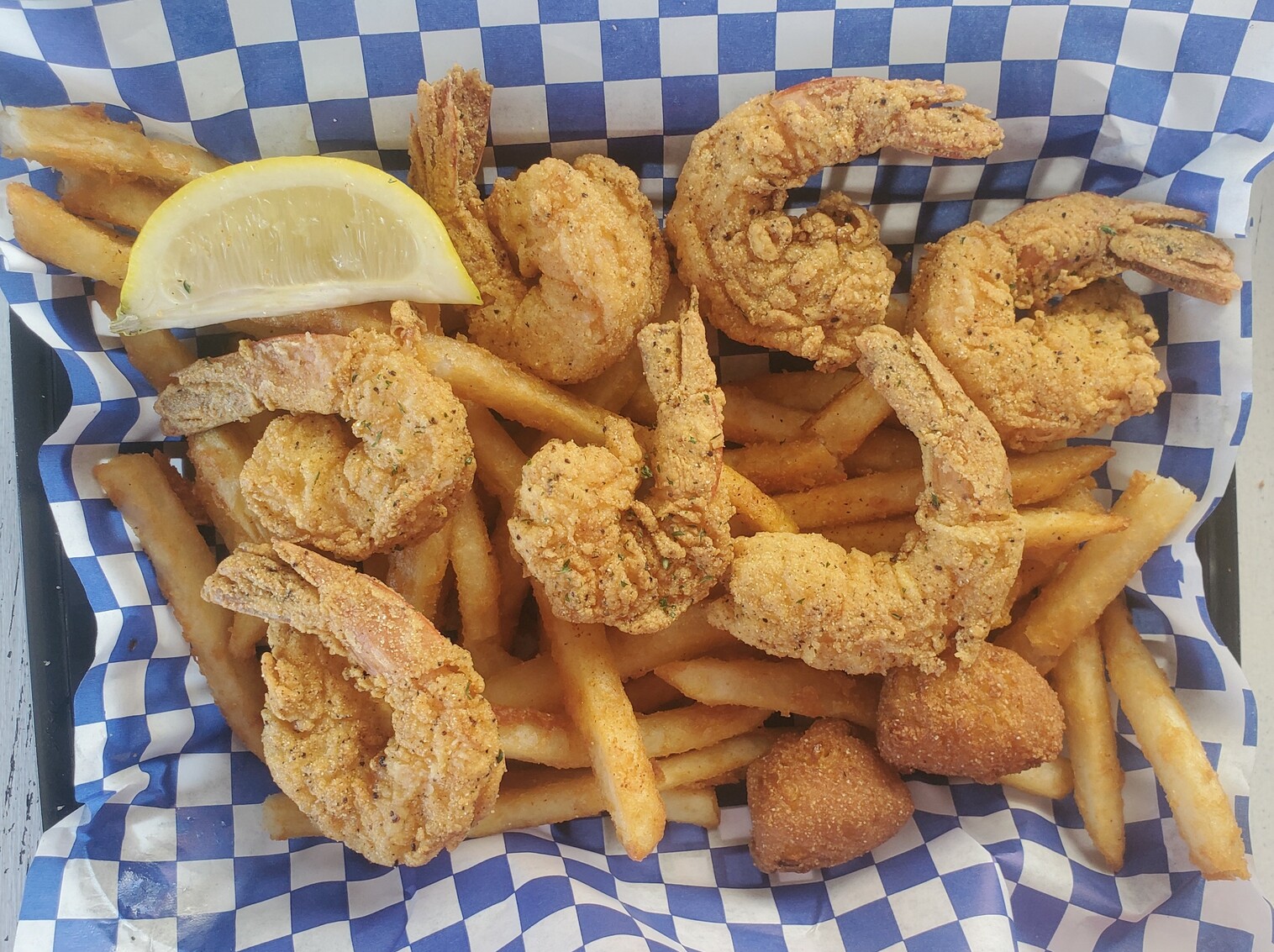 Order Shrimp Basket food online from The Station Seafood Co. store, Houston on bringmethat.com