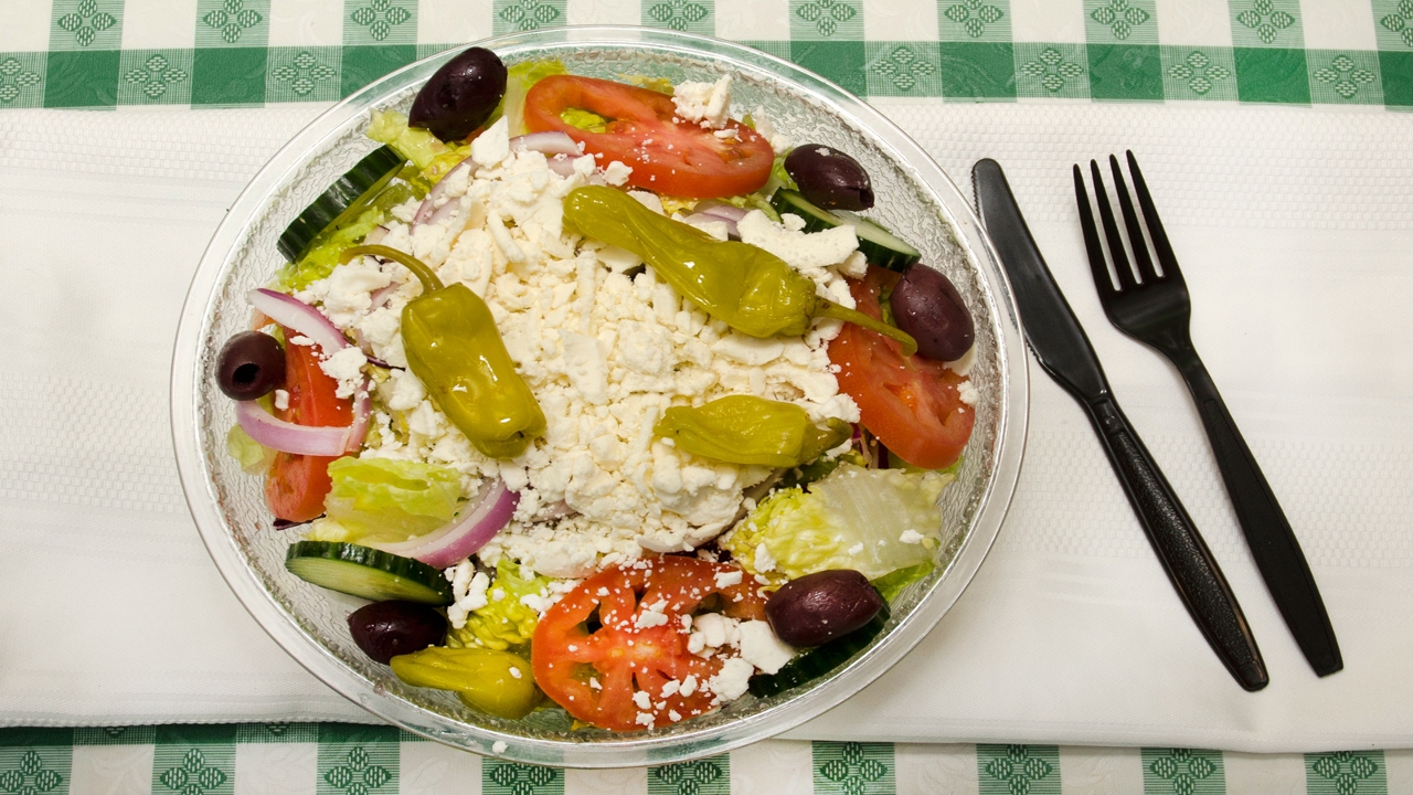 Order Greek Salad food online from Pizza Spot store, Plymouth on bringmethat.com