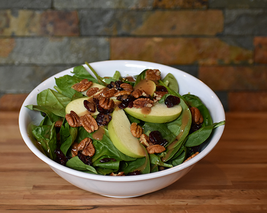 Order Apple Pecan Spinach Salad food online from Burger District store, Arlington on bringmethat.com