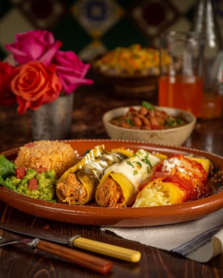 Order Enchiladas Tres Colores food online from Mi Familia At The Rim store, San Antonio on bringmethat.com