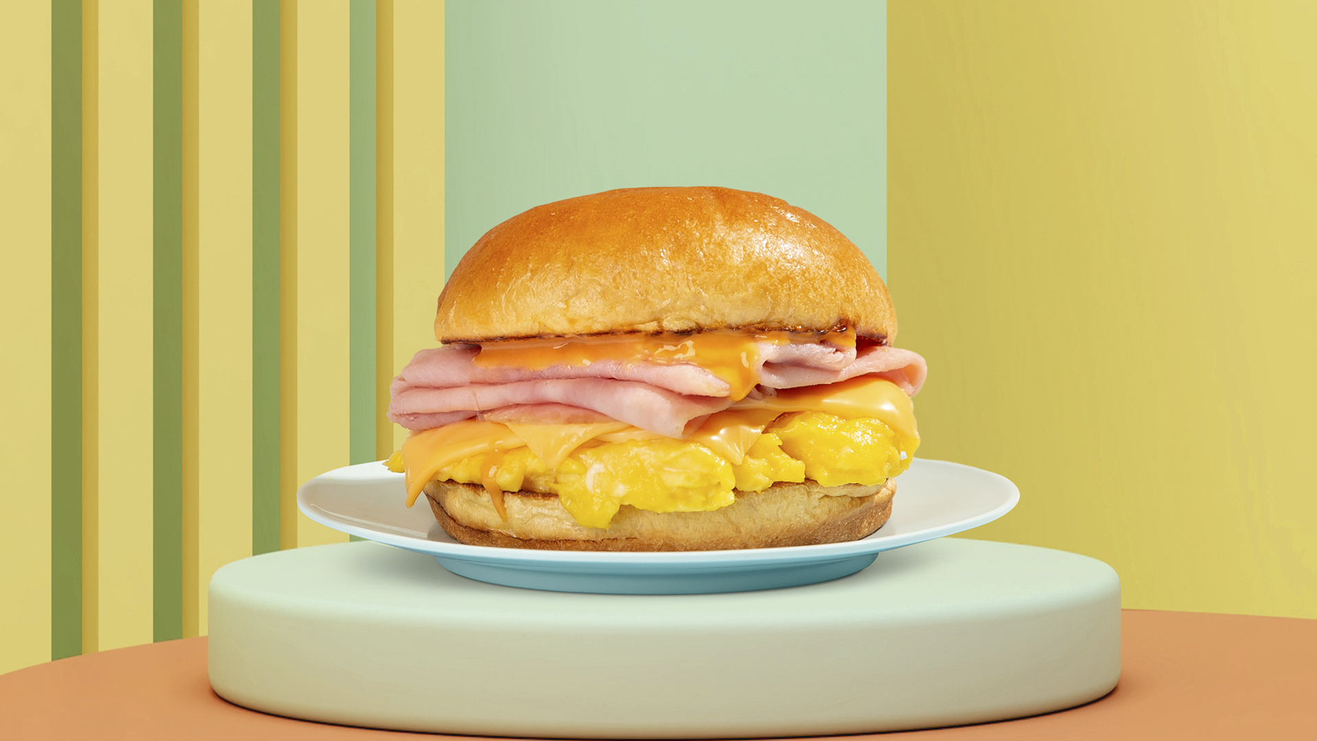 Order Ham, Egg and Cheese Sandwich food online from Breakfast Beauties By The Salad Place store, San Francisco on bringmethat.com