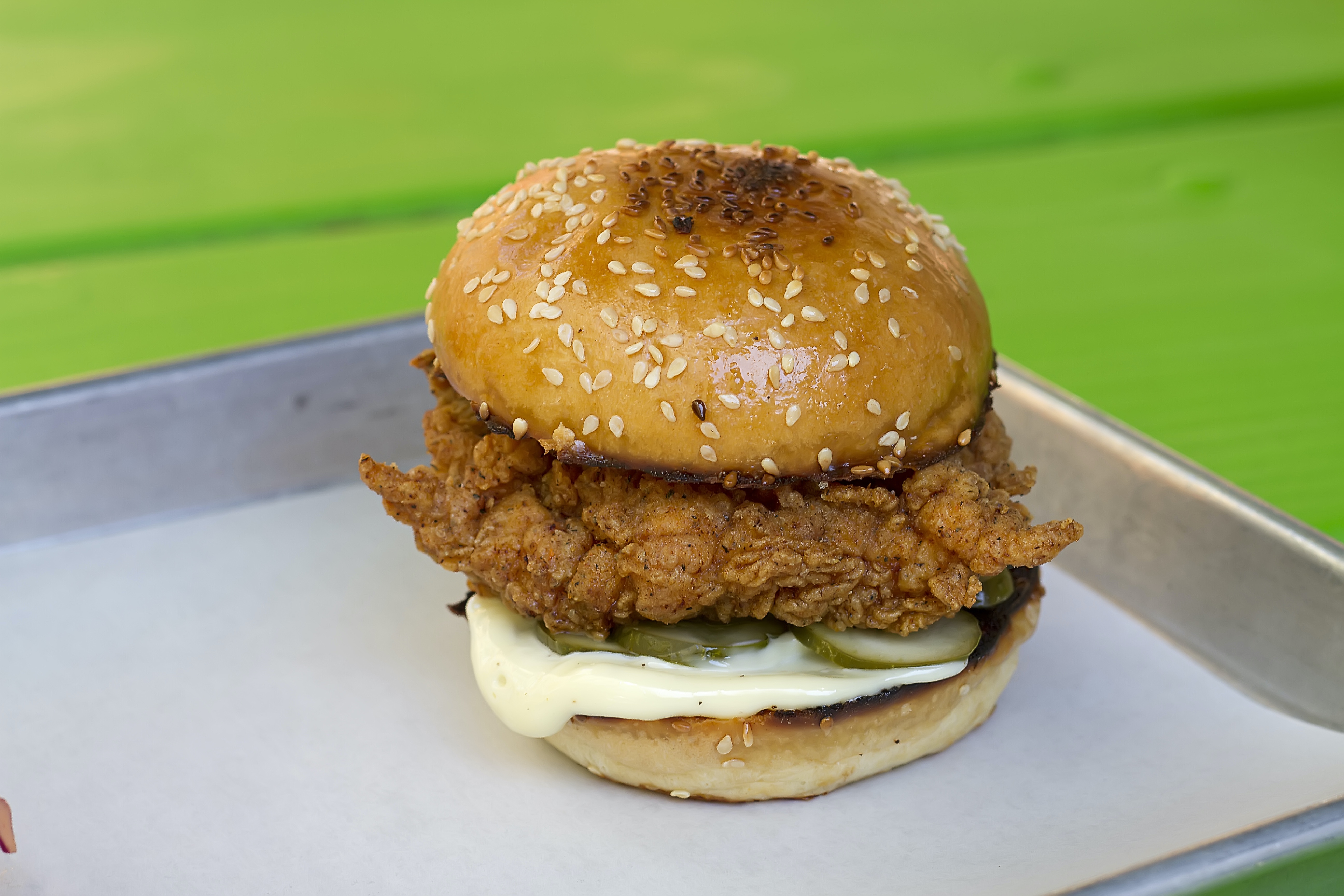 Order Fried chicken sandwich food online from Mission Street Burgers At Teeth store, San Francisco on bringmethat.com