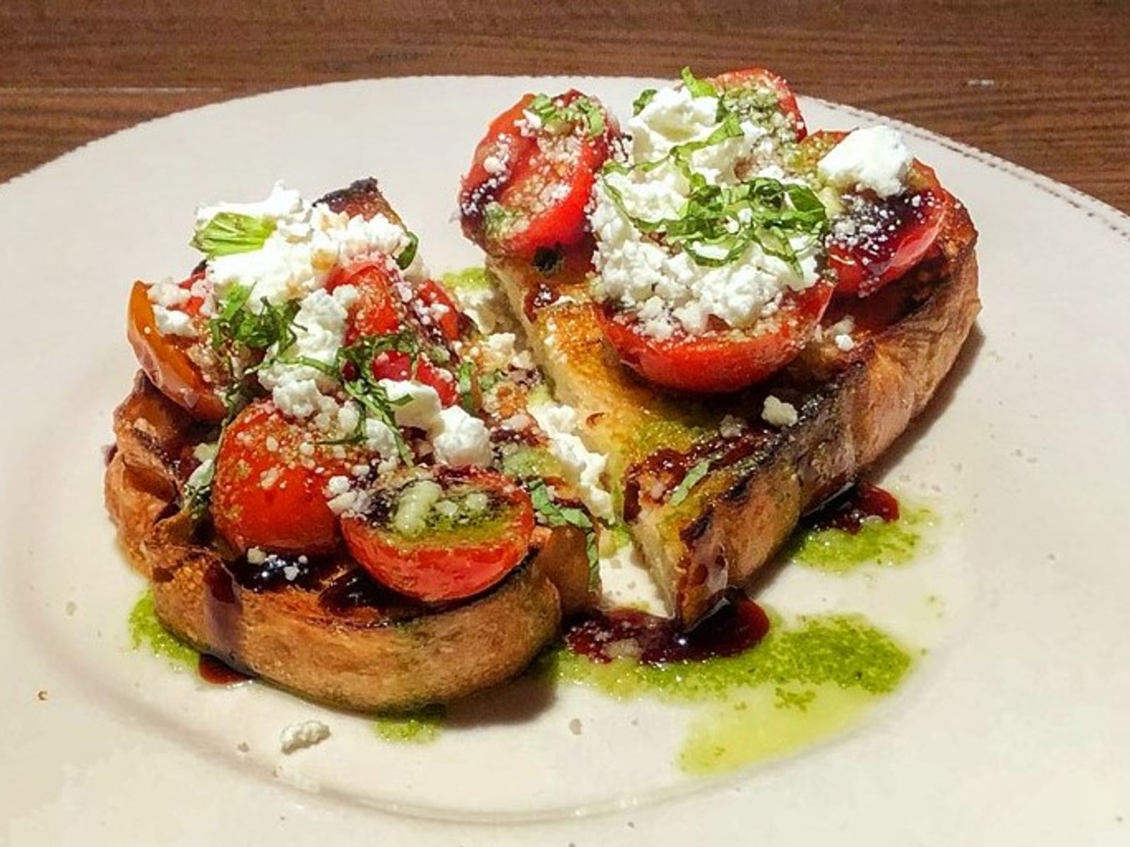 Order Bruschetta - Tomato & Goat food online from Angelo's Wine Bar store, Chicago on bringmethat.com