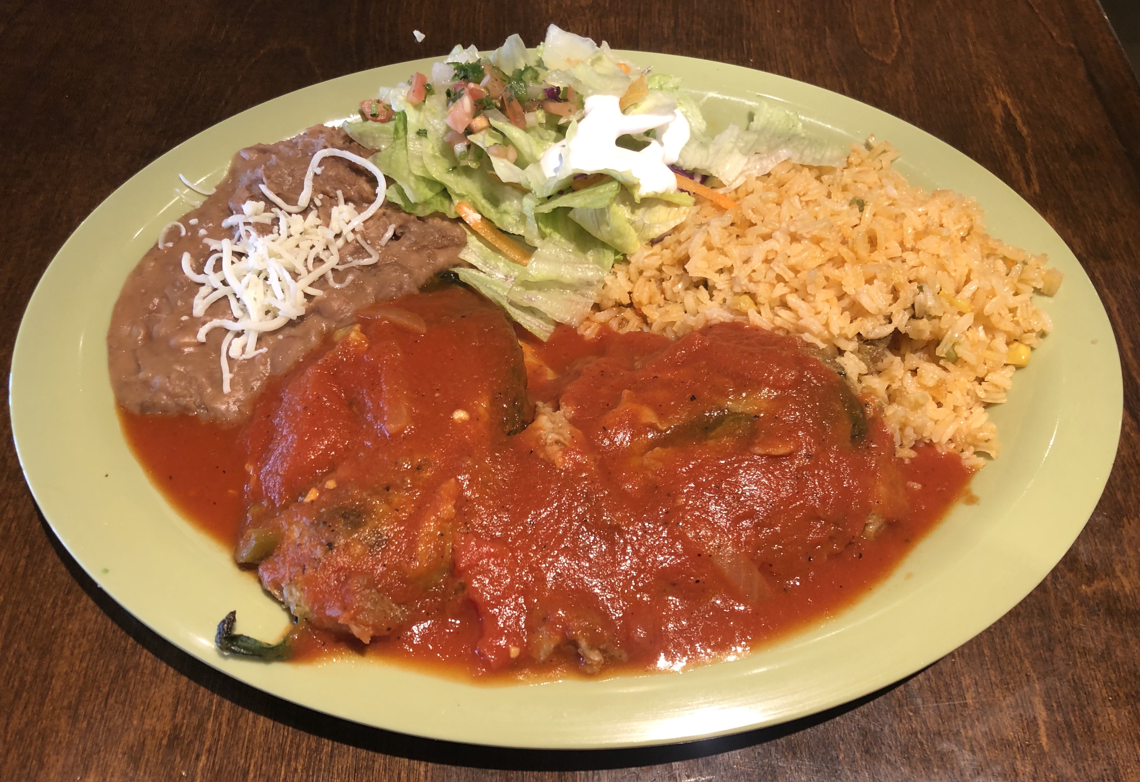 Order 2 Chiles Rellenos Dinner food online from Tacos El Norte store, Lake Bluff on bringmethat.com