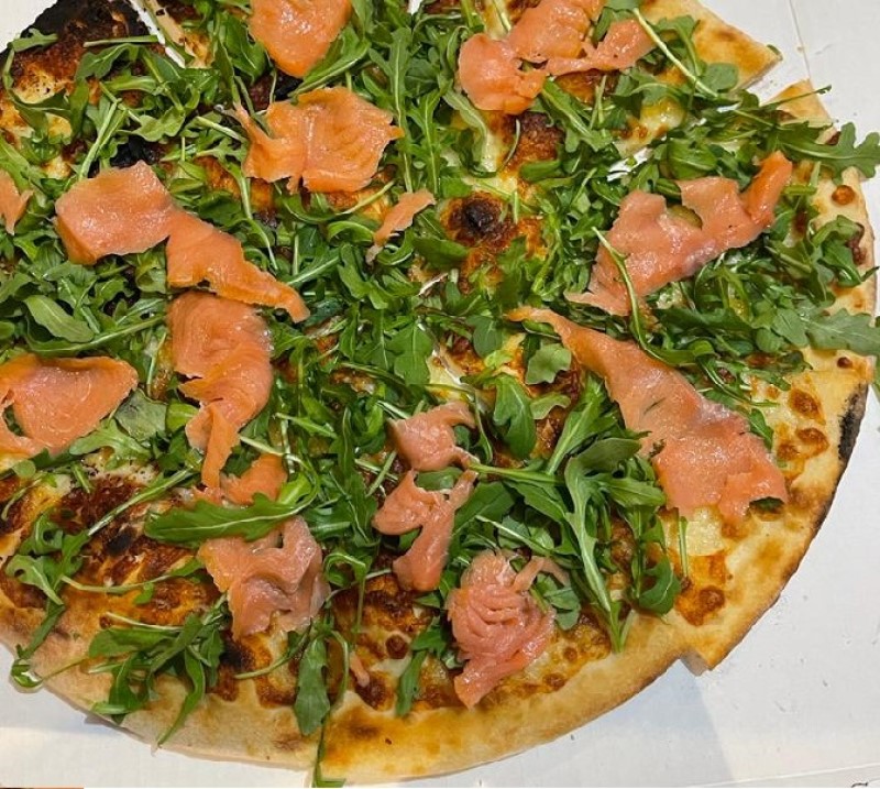 Order 82 Focaccia con Salmone food online from Andiamo Pizzaria store, Chicago on bringmethat.com