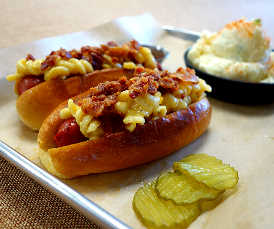 Order BBQ Bacon Mac Dogs food online from Doggystyle Premium Wieners + Burgers store, Burlington on bringmethat.com