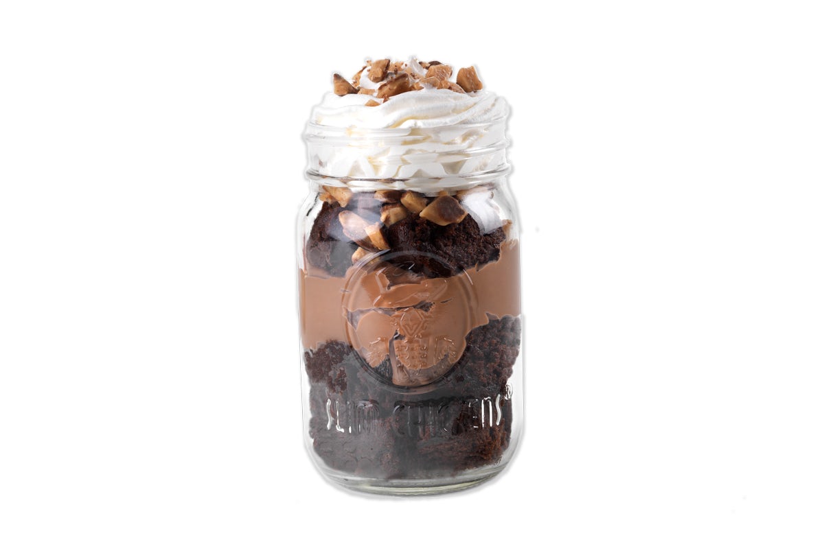 Order Chocolate Brownie Pudding Jar Dessert food online from Slim Chickens store, Plainfield on bringmethat.com
