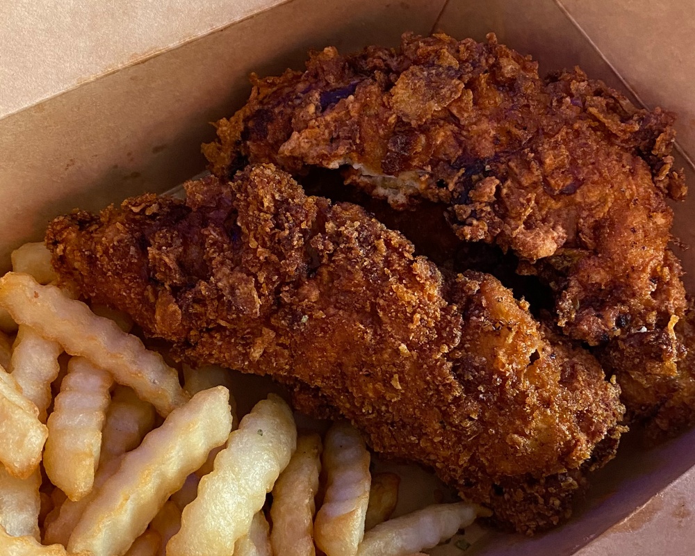 Order Fried Chicken Tenders (3 pcs) & Fries food online from Hector's Protein Kitchen And Smoothie Bar store, Rockville Centre on bringmethat.com