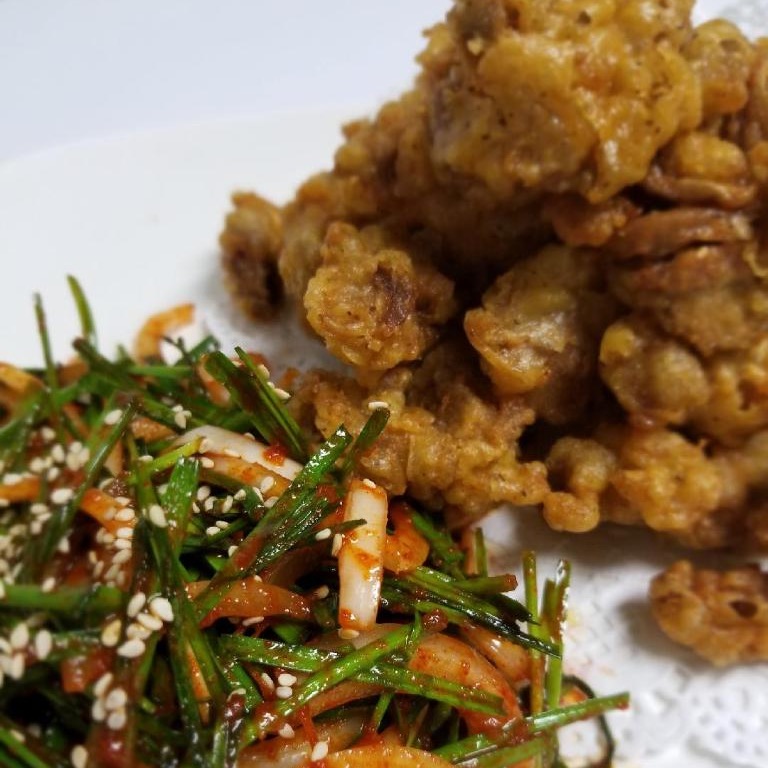 Order Fried Chicken Gizzard   (똥집튀김 & 부추무침) food online from Cafe Patio store, Fullerton on bringmethat.com