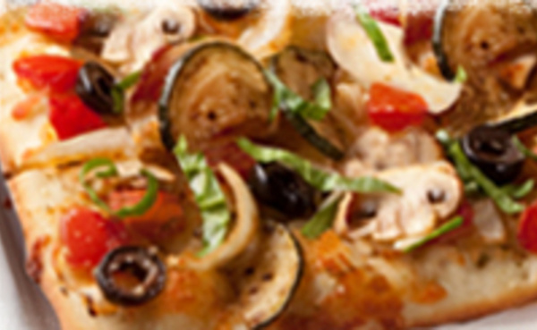 Order Roasted Veggies & Mozzarella Flatbread food online from Round Table Pizza store, Pacifica on bringmethat.com