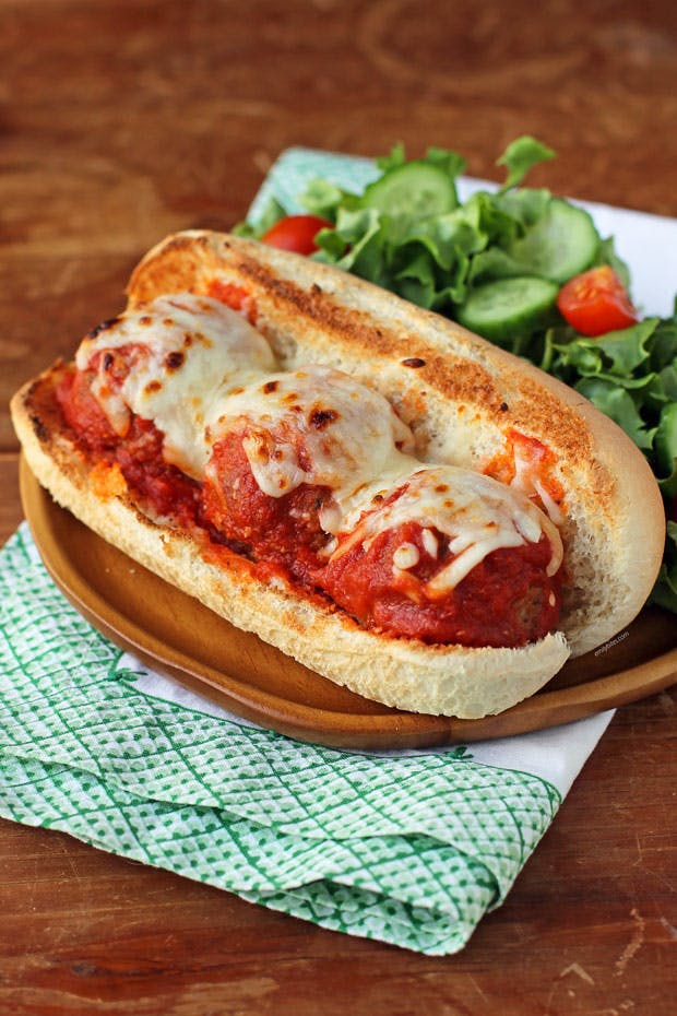 Order Meatball Sandwich - Sandwiches food online from Bells Pizza Company store, Bellflower on bringmethat.com