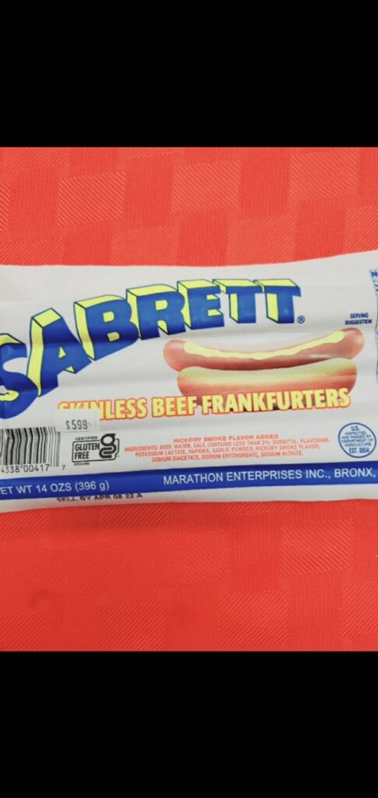 Order Sabrett Hot Dogs (14oz) food online from Cow Palace Butcher Shop store, Middle Island on bringmethat.com